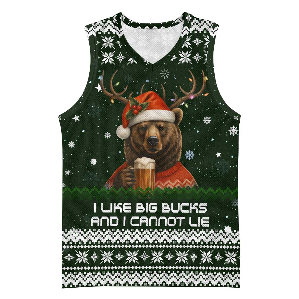 Bear Hunting and Beer Christmas Basketball Jersey Xmas Holiday Patterns - Wonder Print Shop