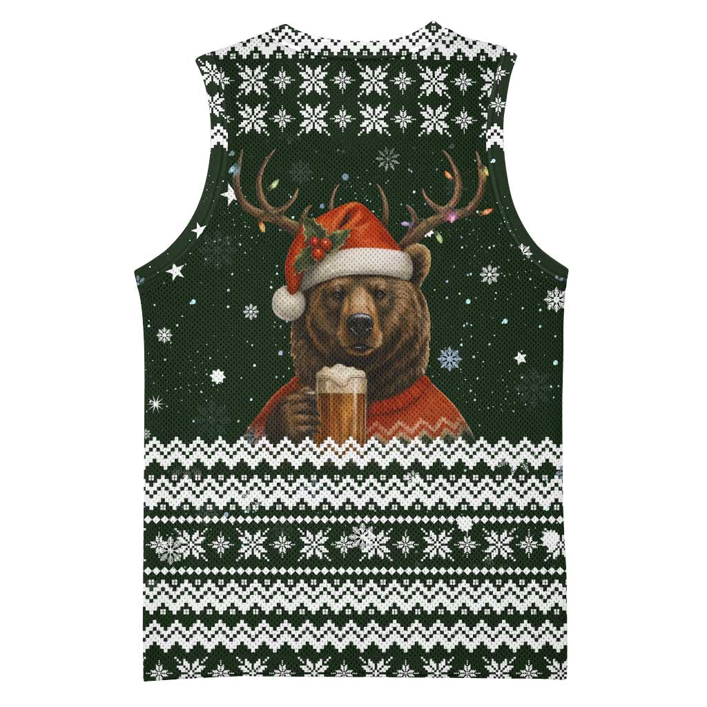 Bear Hunting and Beer Christmas Basketball Jersey Xmas Holiday Patterns - Wonder Print Shop