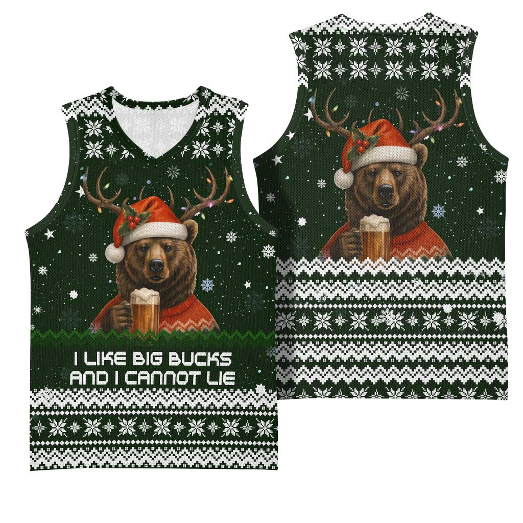 Bear Hunting and Beer Christmas Basketball Jersey Xmas Holiday Patterns - Wonder Print Shop
