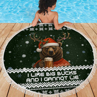 Bear Hunting and Beer Christmas Beach Blanket Xmas Holiday Patterns - Wonder Print Shop