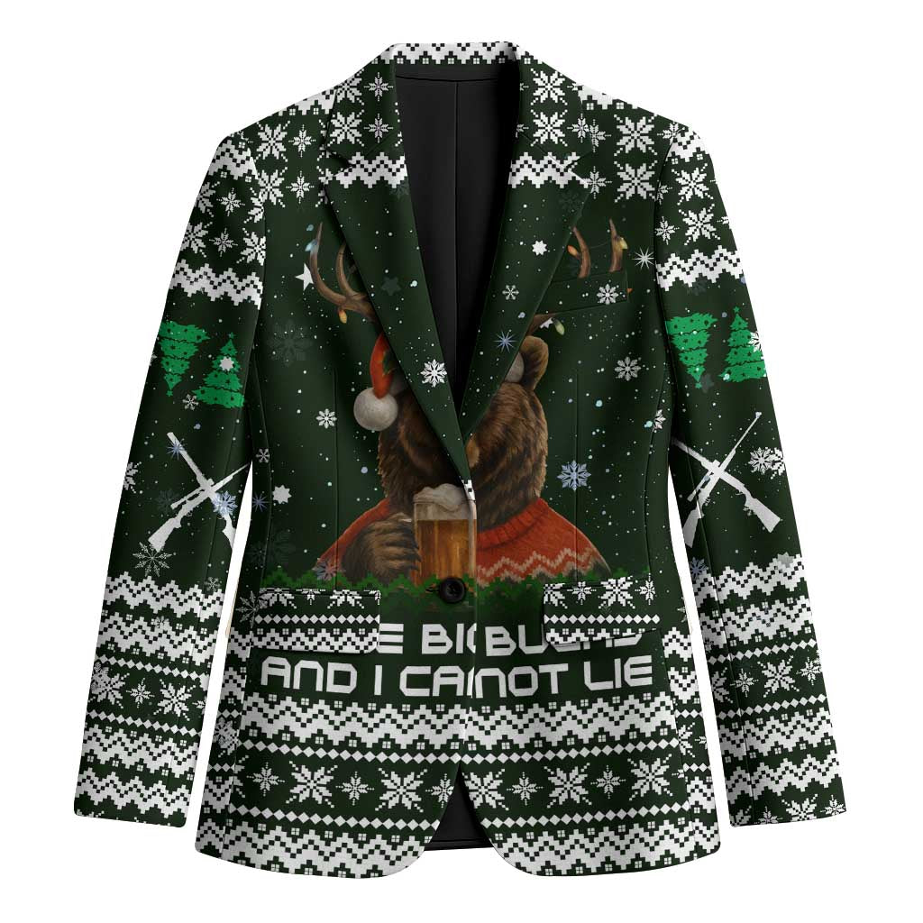 Bear Hunting and Beer Christmas Blazer Xmas Holiday Patterns - Wonder Print Shop