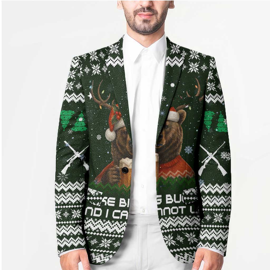 Bear Hunting and Beer Christmas Blazer Xmas Holiday Patterns - Wonder Print Shop
