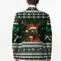 Bear Hunting and Beer Christmas Blazer Xmas Holiday Patterns - Wonder Print Shop
