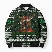 Bear Hunting and Beer Christmas Bomber Puffer Jacket Xmas Holiday Patterns - Wonder Print Shop