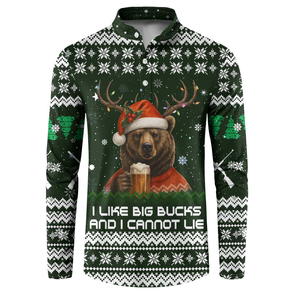 Bear Hunting and Beer Christmas Button Sweatshirt Xmas Holiday Patterns - Wonder Print Shop