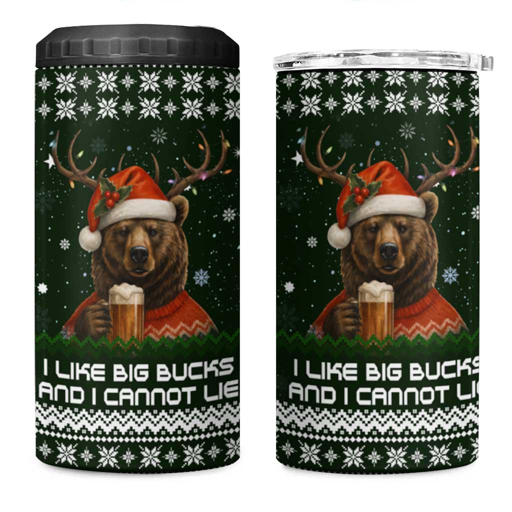 Bear Hunting and Beer Christmas 4 in 1 Can Cooler Tumbler Xmas Holiday Patterns - Wonder Print Shop