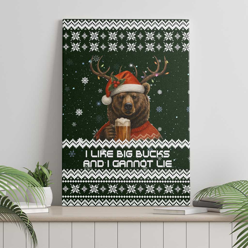 Bear Hunting and Beer Christmas Canvas Wall Art Xmas Holiday Patterns - Wonder Print Shop