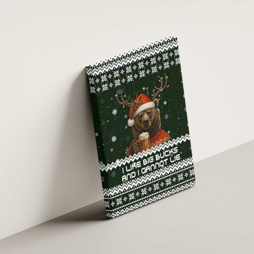 Bear Hunting and Beer Christmas Canvas Wall Art Xmas Holiday Patterns - Wonder Print Shop