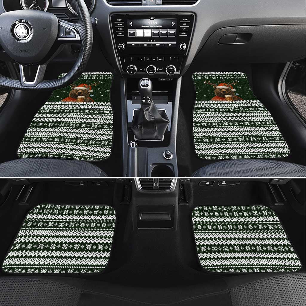 Bear Hunting and Beer Christmas Car Mats Xmas Holiday Patterns - Wonder Print Shop