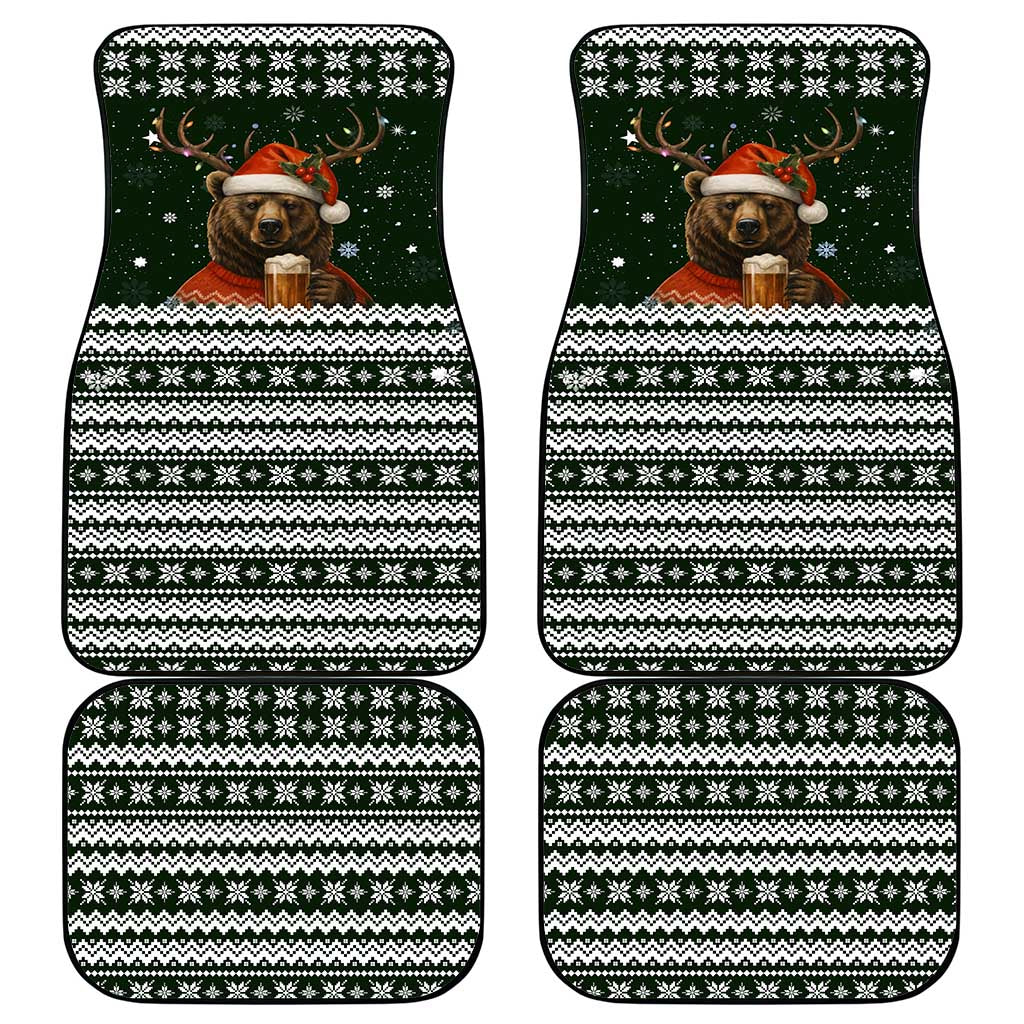 Bear Hunting and Beer Christmas Car Mats Xmas Holiday Patterns - Wonder Print Shop