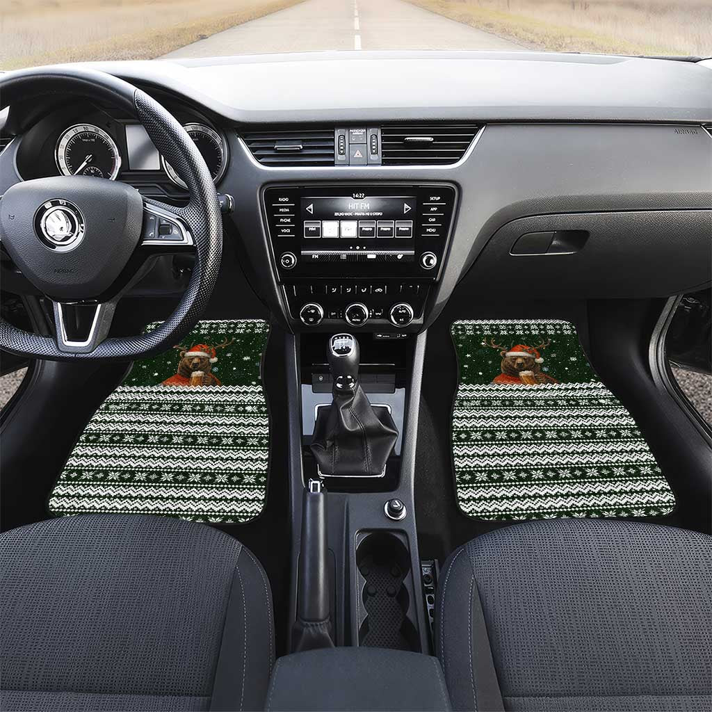 Bear Hunting and Beer Christmas Car Mats Xmas Holiday Patterns - Wonder Print Shop