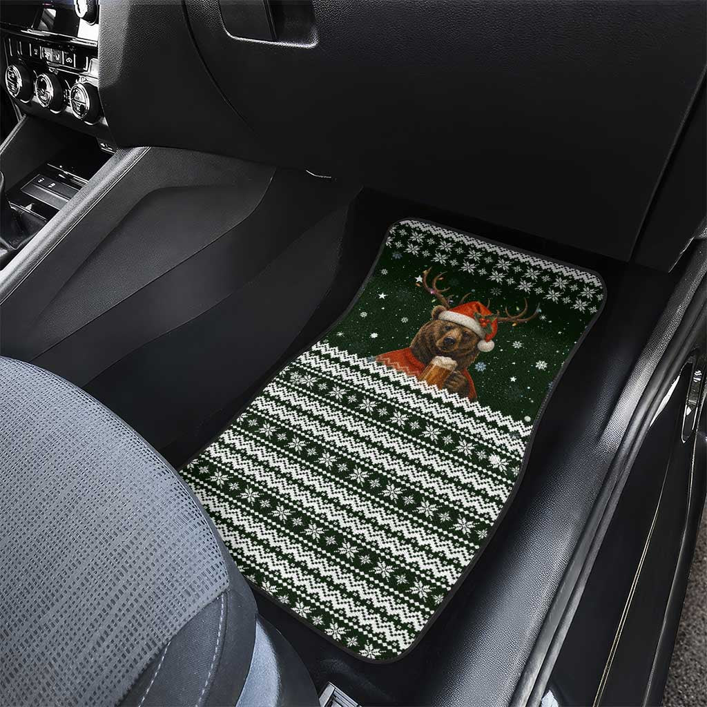 Bear Hunting and Beer Christmas Car Mats Xmas Holiday Patterns - Wonder Print Shop
