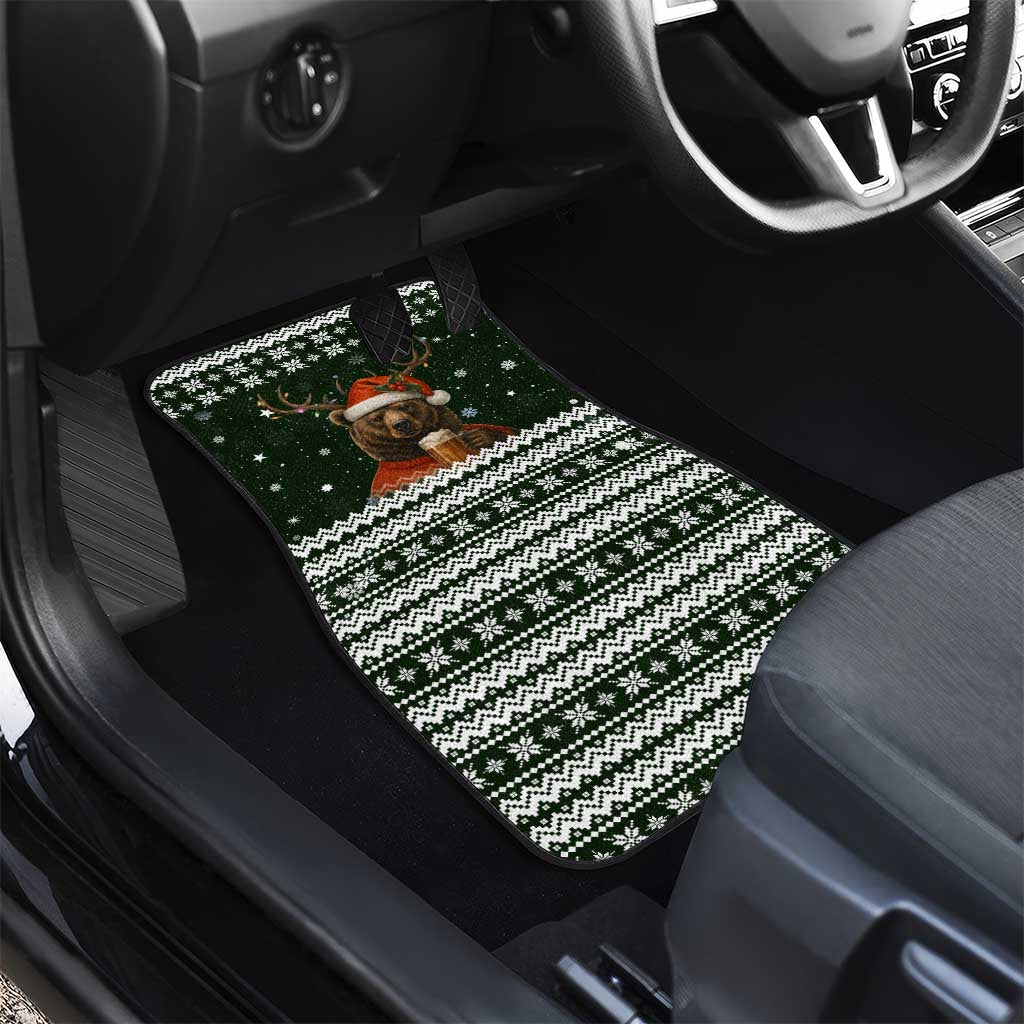 Bear Hunting and Beer Christmas Car Mats Xmas Holiday Patterns - Wonder Print Shop