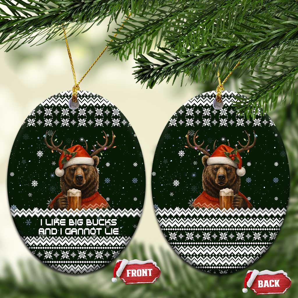 Bear Hunting and Beer Christmas Ceramic Ornament Xmas Holiday Patterns - Wonder Print Shop