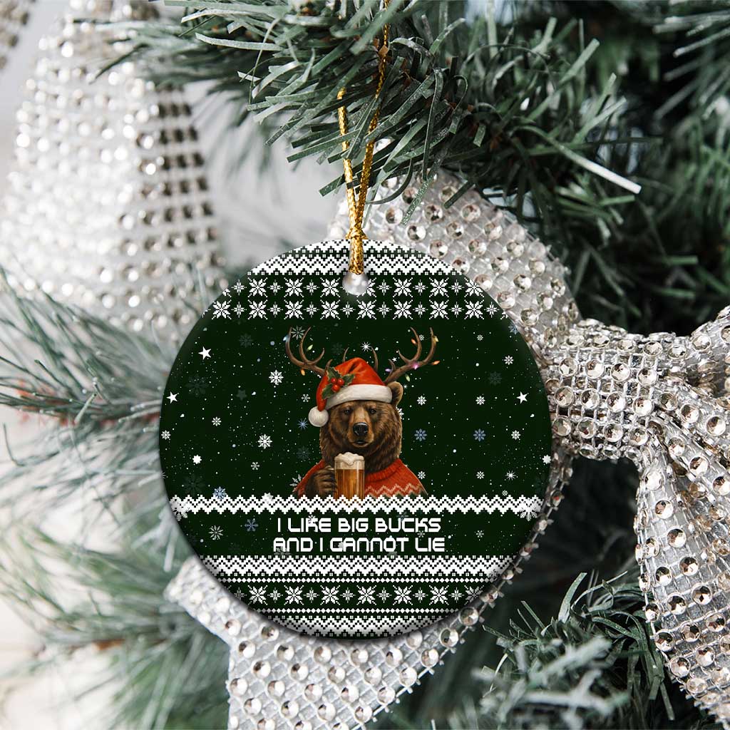 Bear Hunting and Beer Christmas Ceramic Ornament Xmas Holiday Patterns - Wonder Print Shop