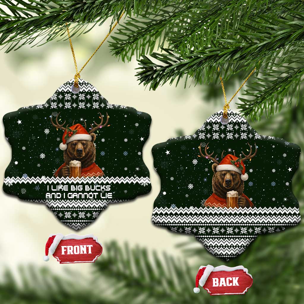 Bear Hunting and Beer Christmas Ceramic Ornament Xmas Holiday Patterns - Wonder Print Shop