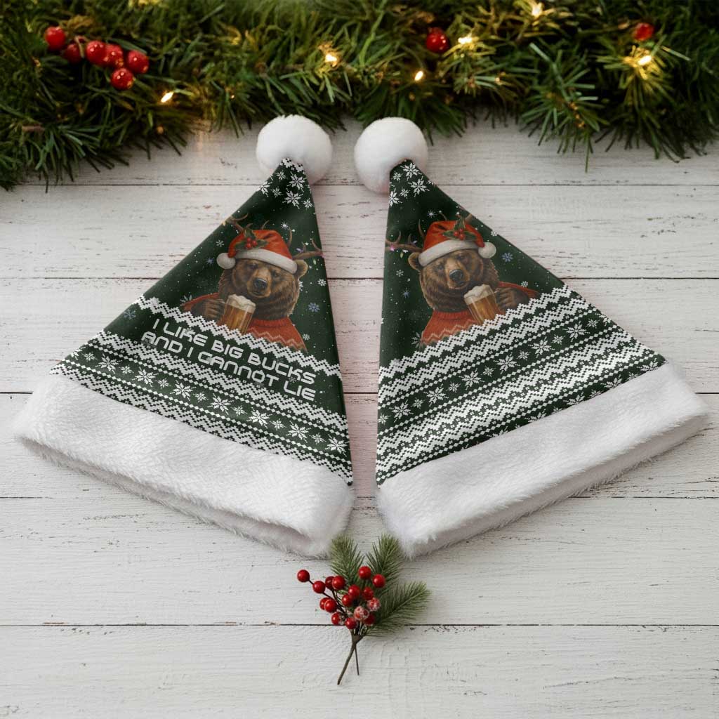 Bear Hunting and Beer Christmas Santa Hat Xmas Holiday Patterns - Wonder Print Shop