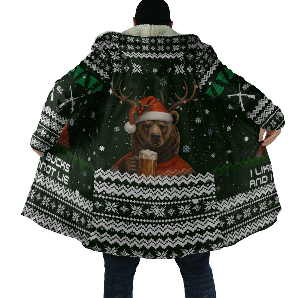 Bear Hunting and Beer Christmas Cloak Xmas Holiday Patterns - Wonder Print Shop
