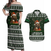 Bear Hunting and Beer Christmas Couples Matching Off Shoulder Maxi Dress and Hawaiian Shirt Xmas Holiday Patterns - Wonder Print Shop