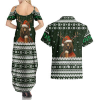 Bear Hunting and Beer Christmas Couples Matching Summer Maxi Dress and Hawaiian Shirt Xmas Holiday Patterns - Wonder Print Shop