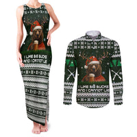 Bear Hunting and Beer Christmas Couples Matching Tank Maxi Dress and Long Sleeve Button Shirt Xmas Holiday Patterns - Wonder Print Shop