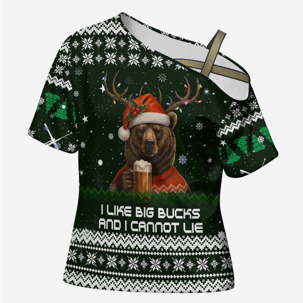 Bear Hunting and Beer Christmas Cross Shoulder Shirt Xmas Holiday Patterns - Wonder Print Shop