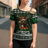 Bear Hunting and Beer Christmas Cross Shoulder Shirt Xmas Holiday Patterns - Wonder Print Shop
