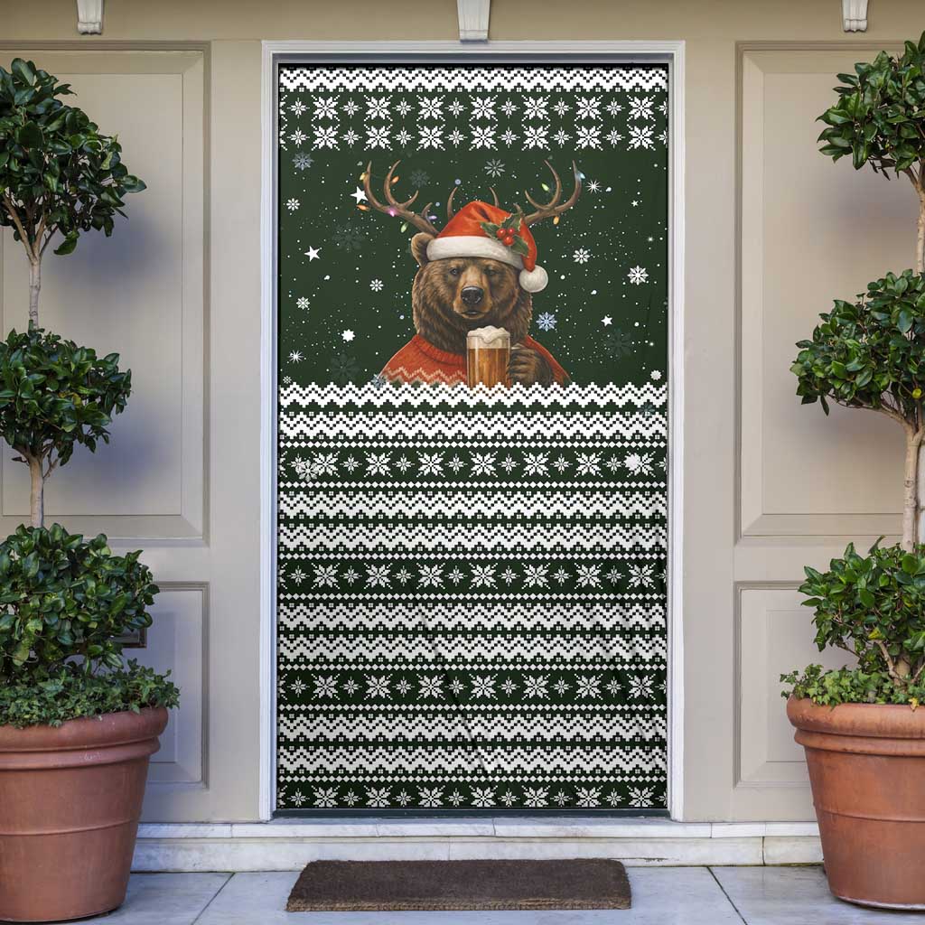 Bear Hunting and Beer Christmas Door Cover Xmas Holiday Patterns - Wonder Print Shop