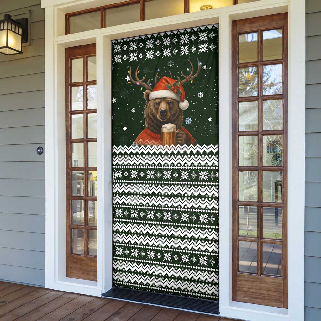 Bear Hunting and Beer Christmas Door Cover Xmas Holiday Patterns - Wonder Print Shop