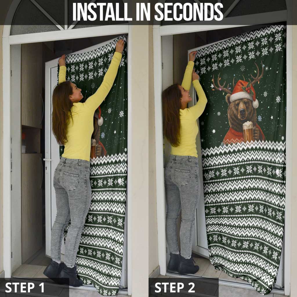 Bear Hunting and Beer Christmas Door Cover Xmas Holiday Patterns - Wonder Print Shop