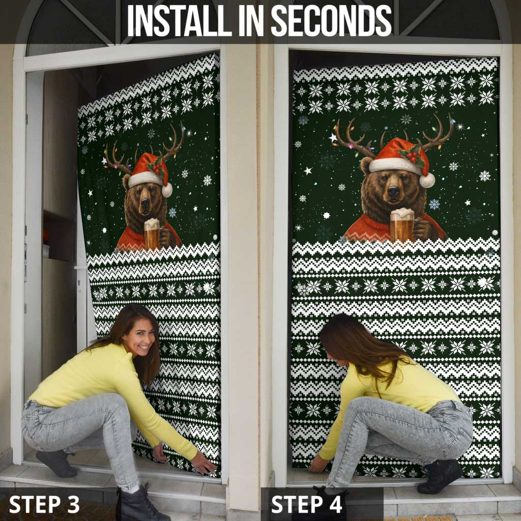 Bear Hunting and Beer Christmas Door Cover Xmas Holiday Patterns - Wonder Print Shop