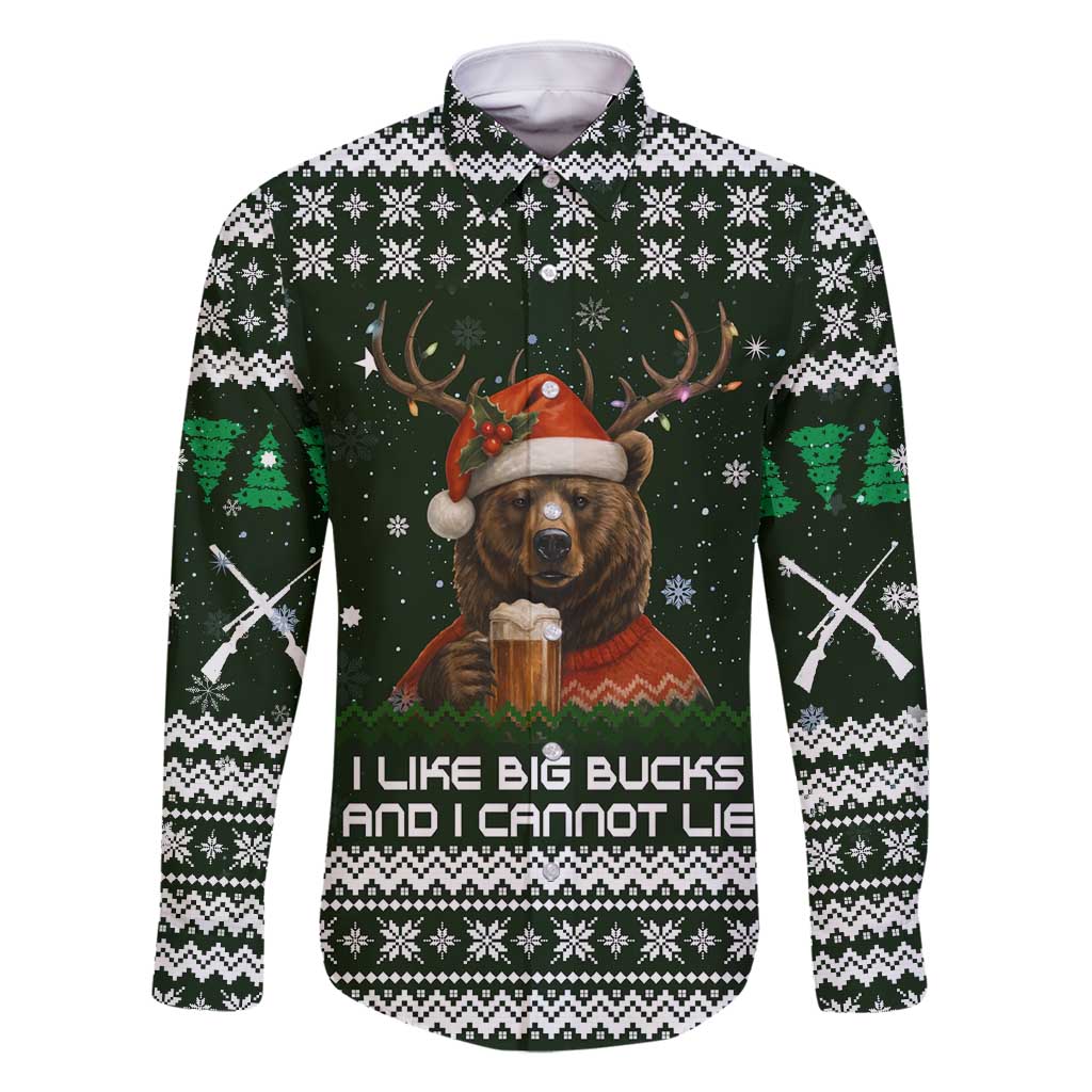 Bear Hunting and Beer Christmas Family Matching Long Sleeve Bodycon Dress and Hawaiian Shirt Xmas Holiday Patterns - Wonder Print Shop