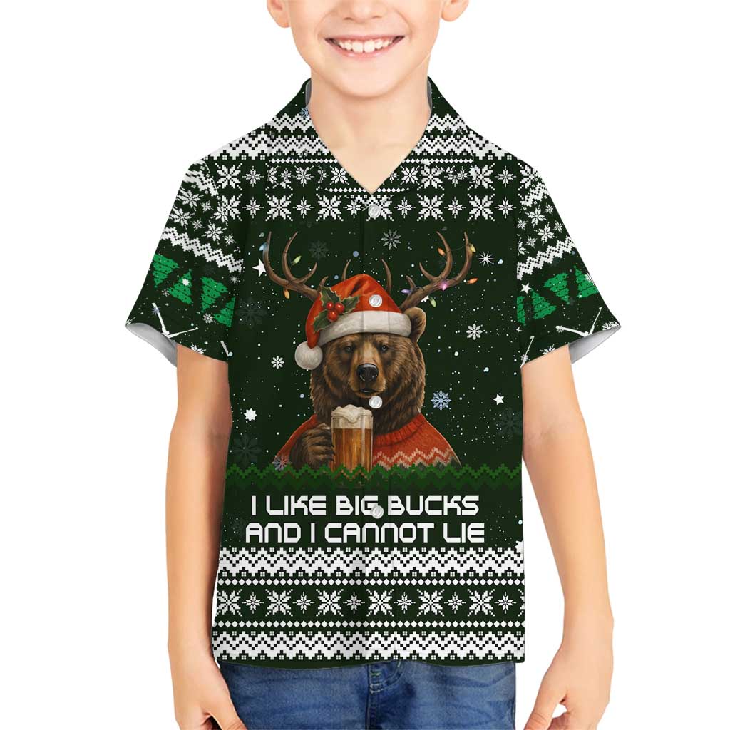 Bear Hunting and Beer Christmas Family Matching Long Sleeve Bodycon Dress and Hawaiian Shirt Xmas Holiday Patterns - Wonder Print Shop