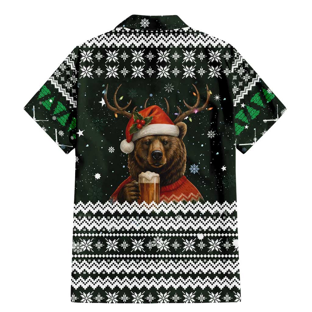Bear Hunting and Beer Christmas Family Matching Mermaid Dress and Hawaiian Shirt Xmas Holiday Patterns - Wonder Print Shop