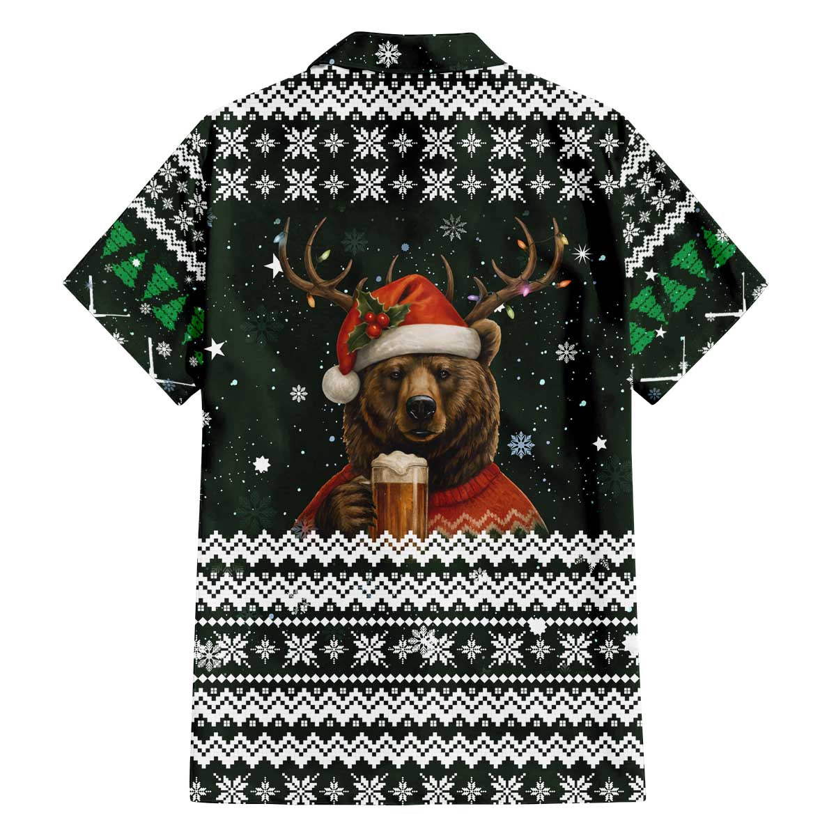 Bear Hunting and Beer Christmas Family Matching Off The Shoulder Long Sleeve Dress and Hawaiian Shirt Xmas Holiday Patterns - Wonder Print Shop