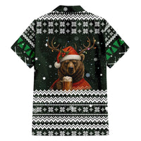 Bear Hunting and Beer Christmas Family Matching Off The Shoulder Long Sleeve Dress and Hawaiian Shirt Xmas Holiday Patterns - Wonder Print Shop