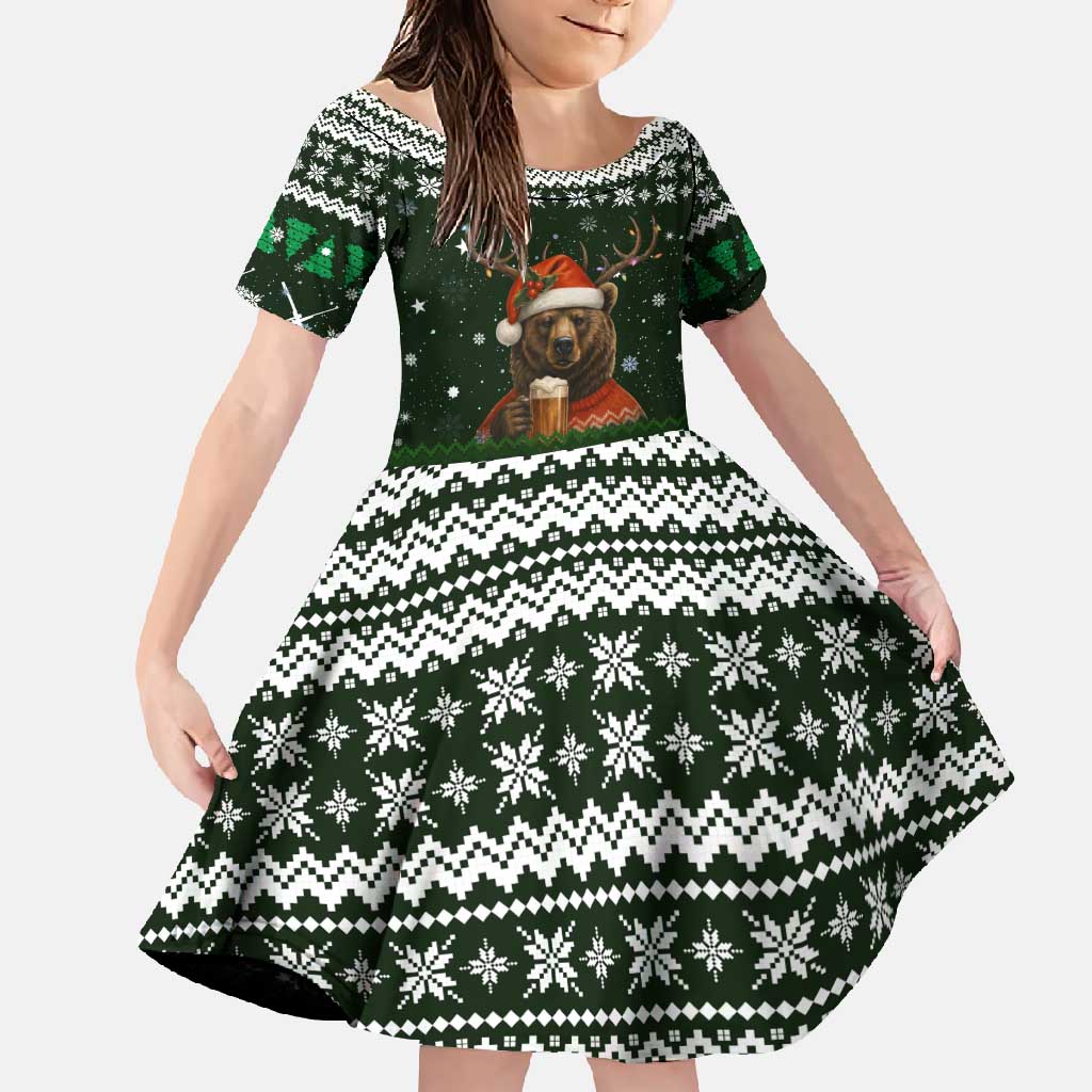 Bear Hunting and Beer Christmas Family Matching Off Shoulder Maxi Dress and Hawaiian Shirt Xmas Holiday Patterns - Wonder Print Shop