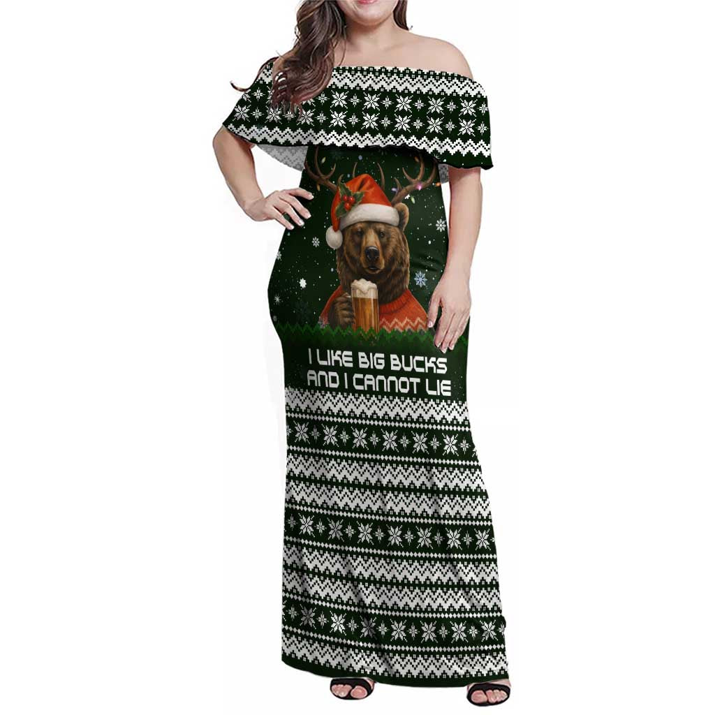 Bear Hunting and Beer Christmas Family Matching Off Shoulder Maxi Dress and Hawaiian Shirt Xmas Holiday Patterns - Wonder Print Shop