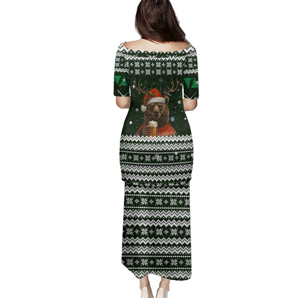 Bear Hunting and Beer Christmas Family Matching Puletasi and Hawaiian Shirt Xmas Holiday Patterns - Wonder Print Shop