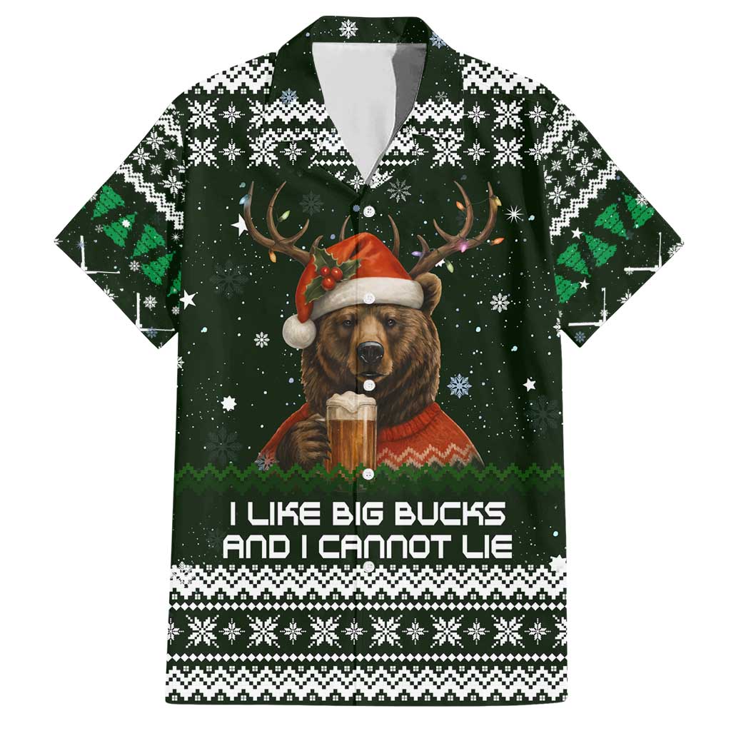 Bear Hunting and Beer Christmas Family Matching Short Sleeve Bodycon Dress and Hawaiian Shirt Xmas Holiday Patterns - Wonder Print Shop