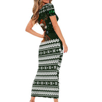Bear Hunting and Beer Christmas Family Matching Short Sleeve Bodycon Dress and Hawaiian Shirt Xmas Holiday Patterns - Wonder Print Shop
