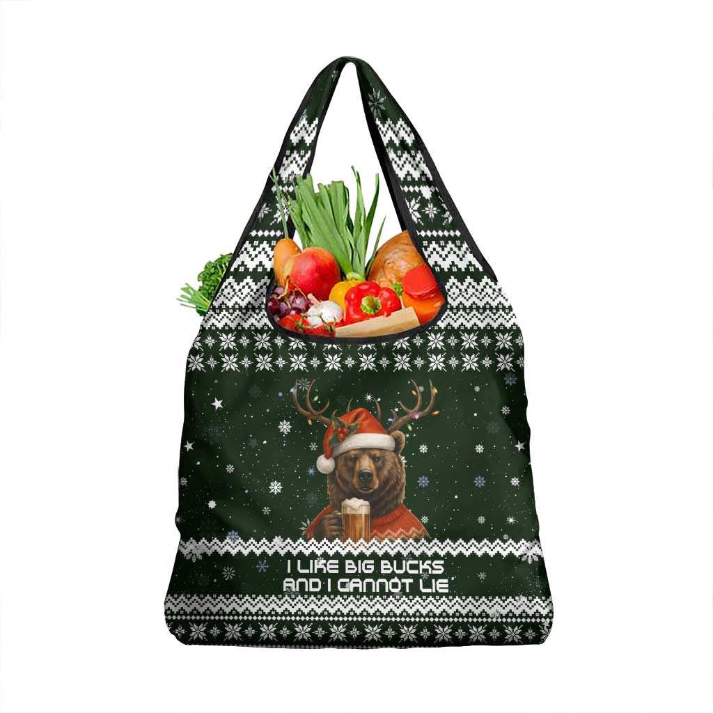 Bear Hunting and Beer Christmas Grocery Bag Xmas Holiday Patterns - Wonder Print Shop