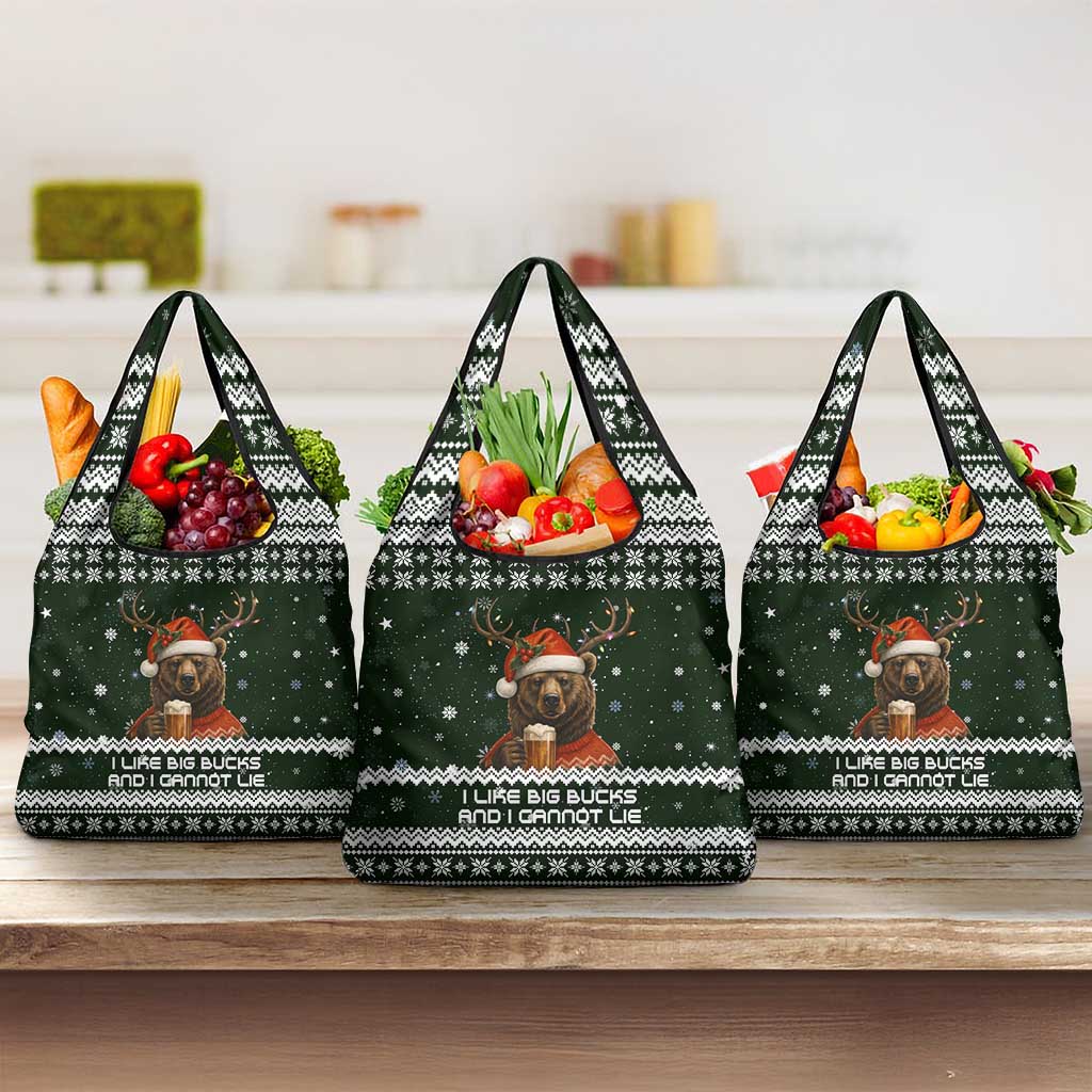 Bear Hunting and Beer Christmas Grocery Bag Xmas Holiday Patterns - Wonder Print Shop