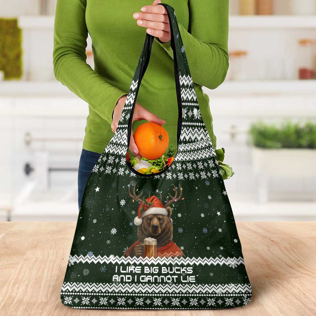 Bear Hunting and Beer Christmas Grocery Bag Xmas Holiday Patterns - Wonder Print Shop