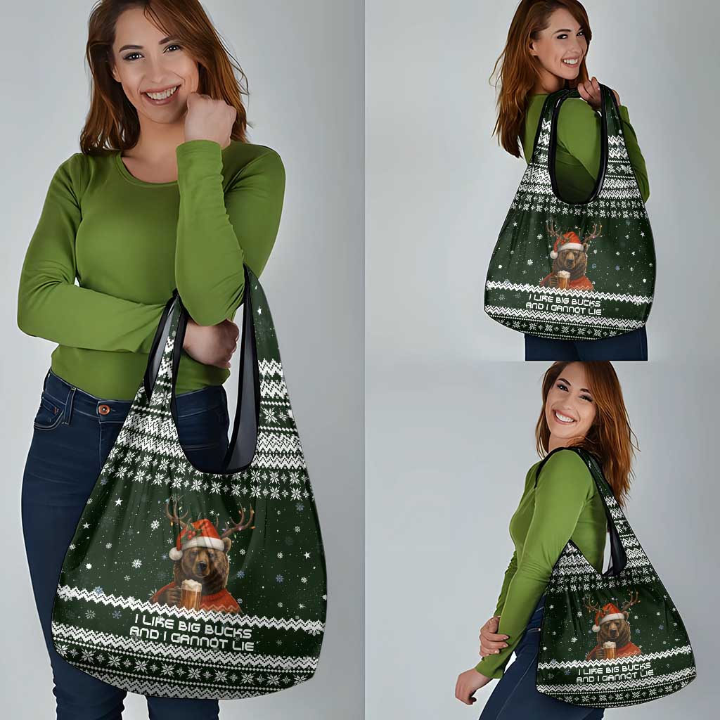 Bear Hunting and Beer Christmas Grocery Bag Xmas Holiday Patterns - Wonder Print Shop