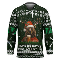 Bear Hunting and Beer Christmas Hockey Jersey Xmas Holiday Patterns - Wonder Print Shop