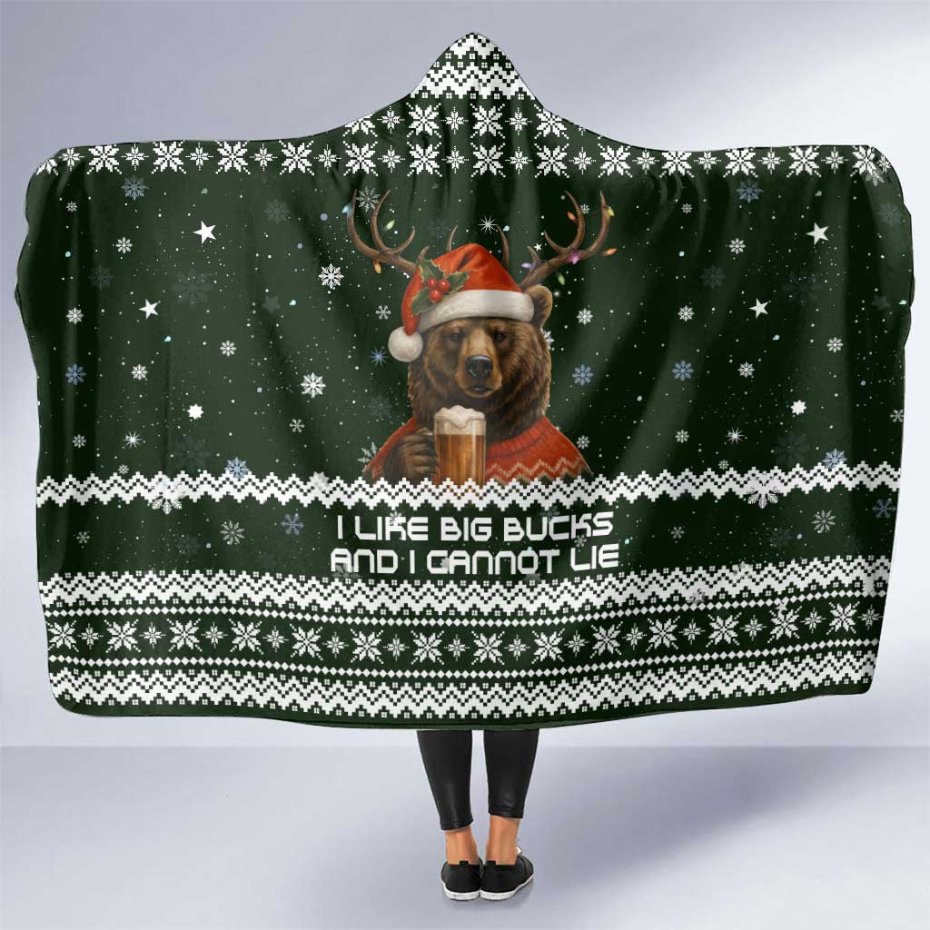 Bear Hunting and Beer Christmas Hooded Blanket Xmas Holiday Patterns - Wonder Print Shop