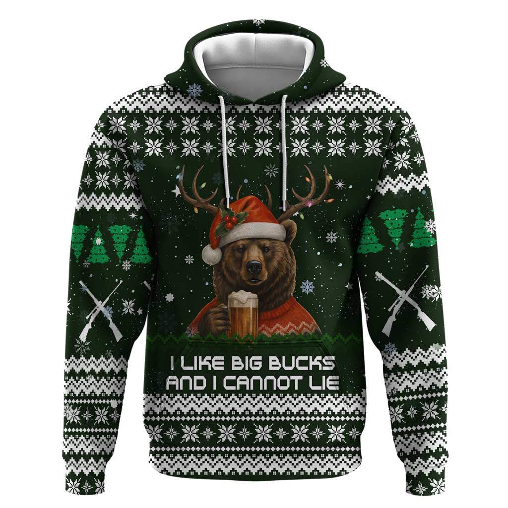 Bear Hunting and Beer Christmas Hoodie Xmas Holiday Patterns - Wonder Print Shop