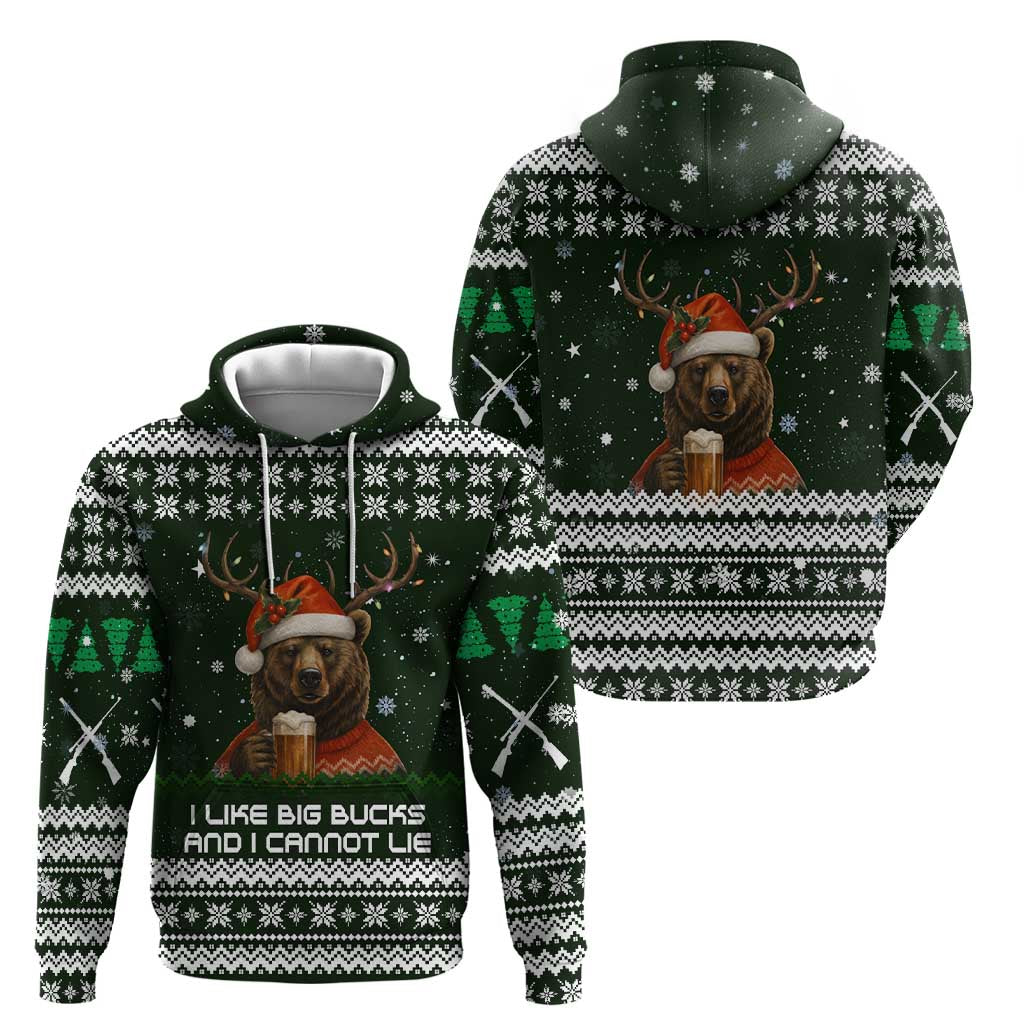 Bear Hunting and Beer Christmas Hoodie Xmas Holiday Patterns - Wonder Print Shop