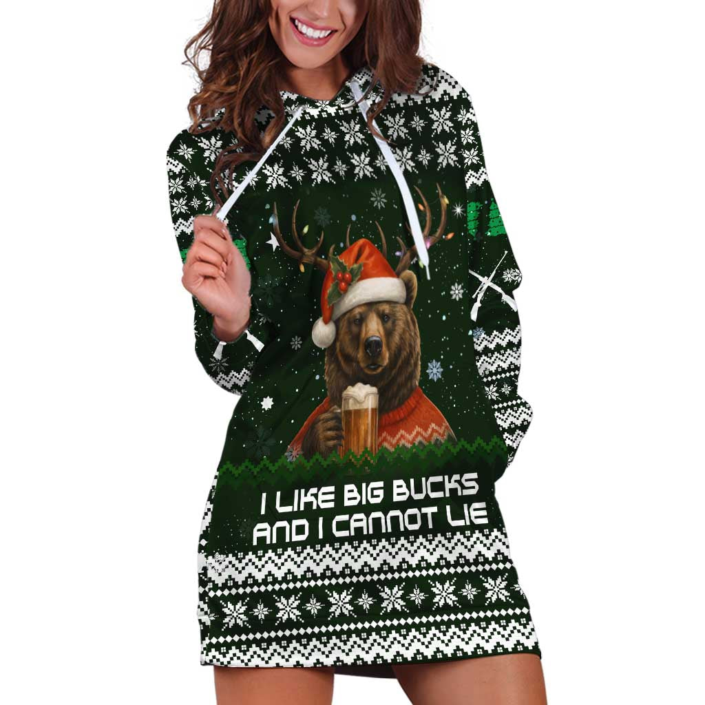 Bear Hunting and Beer Christmas Hoodie Dress Xmas Holiday Patterns - Wonder Print Shop